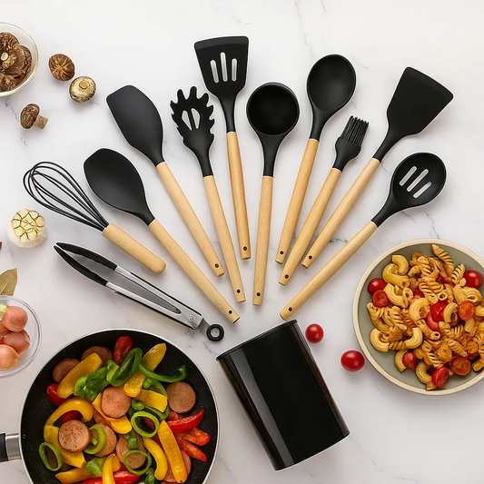 Kit Cozinha Fácil – Jogo de Cozinha com 12 Peças de Silicone